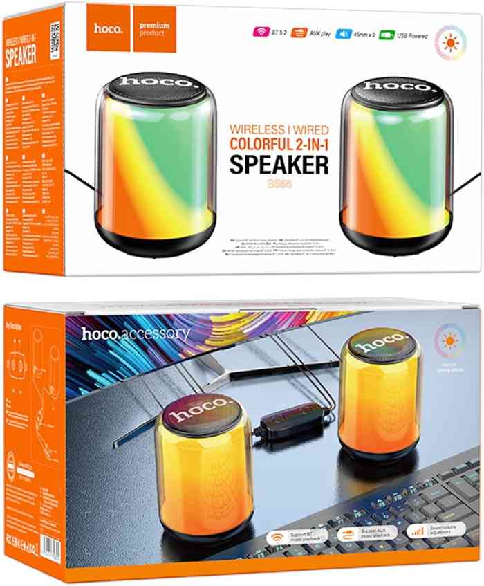 Hoco BS56 RGB 2-in-1 Wired Bluetooth computer speaker